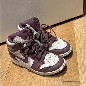 Kids Jordan 1 Sneakers in Maroon and White